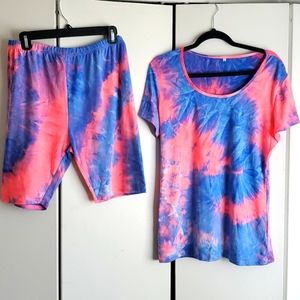 2pc xl/lrg biker short set new women